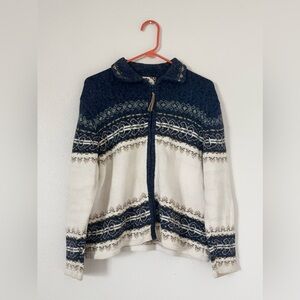 Vintage Tiara International Sz L Women’s Full Zip Collared Sweater Nordic